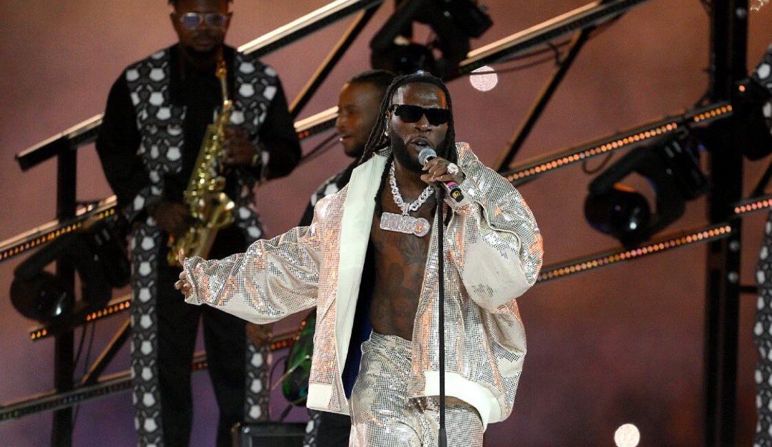 Burna Boy live on stage at the UEFA Champions League final.