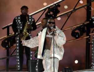 Burna Boy live on stage at the UEFA Champions League final.