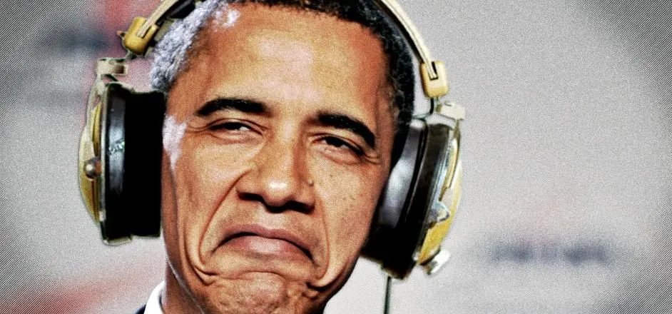 meme of Barack obama wearing a headphone.